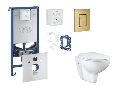 Grohe Rapid SLX - Set předstěnové instalace, klozetu, sedátka SoftClose, tlačítka Skate Cosmopolitan a sady pro vhazování tablet