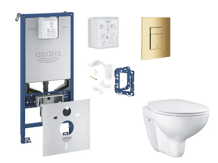 Grohe Rapid SLX - Set předstěnové instalace, klozetu, sedátka SoftClose, tlačítka Skate Cosmopolitan a sady pro vhazování tablet