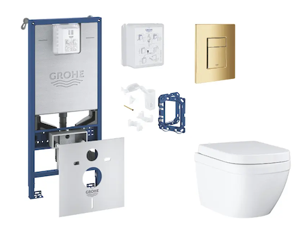 Grohe Rapid SLX - Set předstěnové instalace, klozetu, sedátka SoftClose, tlačítka Skate Cosmopolitan a sady pro vhazování tablet