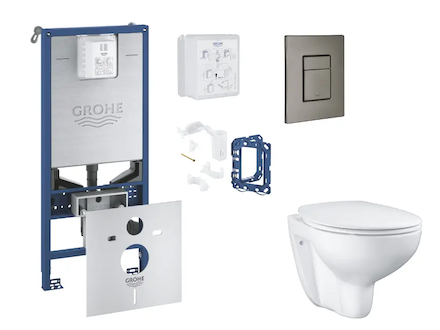 Grohe Rapid SLX - Set předstěnové instalace, klozetu, sedátka SoftClose, tlačítka Skate Cosmopolitan a sady pro vhazování tablet