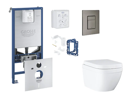 Grohe Rapid SLX - Set předstěnové instalace, klozetu, sedátka SoftClose, tlačítka Skate Cosmopolitan a sady pro vhazování tablet