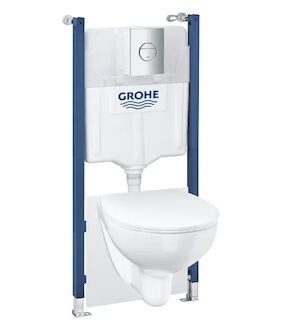 Grohe Solido - Set předstěnové instalace, klozetu Bau Ceramic a sedátka Slim softclose, tlačítka Sail, chrom/bílá 39900000