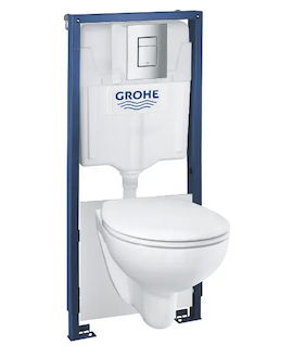 Grohe Solido - Set předstěnové instalace, klozetu Bau Ceramic a sedátka softclose, tlačítko Skate Cosmopolitan, chrom 39586000