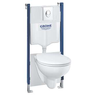 Grohe Solido - Set předstěnové instalace, klozetu Bau Ceramic a sedátka softclose, tlačítko Start, chrom 39419000
