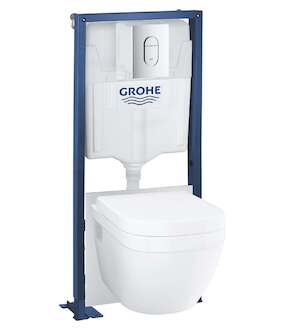 Grohe Solido - Set předstěnové instalace, klozetu Euro Ceramic a sedátka softclose, tlačítko Arena Cosmopolitan, chrom 39697000