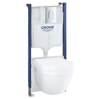 Grohe Solido - Set předstěnové instalace, klozetu Euro Ceramic a sedátka softclose, tlačítko Arena Cosmopolitan, chrom 39700000