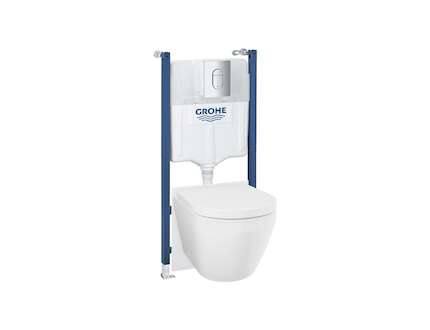 Grohe Solido - Set předstěnové instalace, klozetu Euro Ceramic, sedátka SoftClose a tlačítka Arena Cosmopolitan, Triple Vortex,