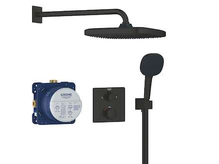 Grohe  - Sprchový set s termostatem pod omítku, s tělesem, 25x25 cm, 2 proudy, matná černá 348822430
