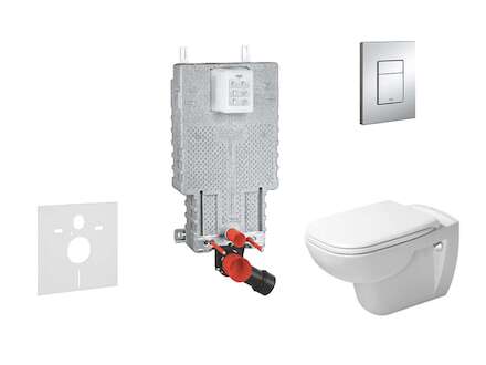 Grohe Uniset - Set předstěnové instalace, klozetu a sedátka D-Code, Rimless, SoftClose, tlačítka Skate Cosmo, chrom 38643SET-KK