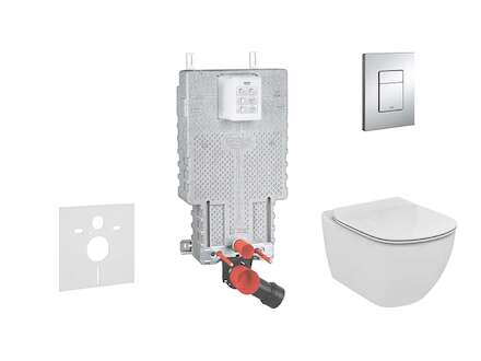 Grohe Uniset - Set předstěnové instalace, klozetu a sedátka Ideal Standard, tlačítka Skate Cosmo, Aquablade, SoftClose, chrom 38