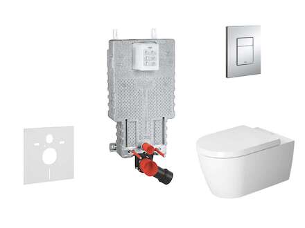 Grohe Uniset - Set předstěnové instalace, klozetu a sedátka ME by Starck, Rimless, SoftClose, tlačítka Skate Cosmo, chrom 38643S