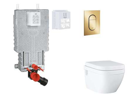Grohe Uniset - Set předstěnové instalace, klozetu, sedátka SoftClose a tlačítka Arena Cosmopolitan S, Cool Sunrise SANI15BB4115