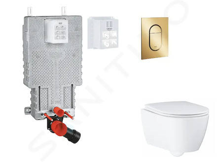 Grohe Uniset - Set předstěnové instalace, klozetu, sedátka SoftClose a tlačítka Arena Cosmopolitan S, Cool Sunrise SANI15BB4120