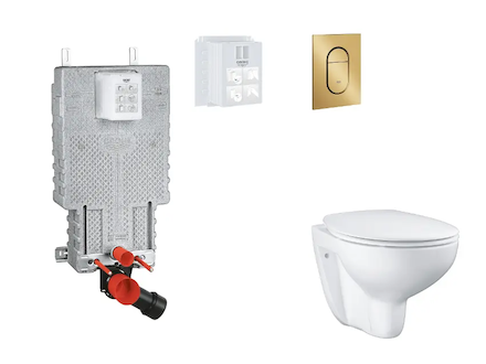 Grohe Uniset - Set předstěnové instalace, klozetu, sedátka SoftClose a tlačítka Arena Cosmopolitan S, kartáčovaný Cool Sunrise S