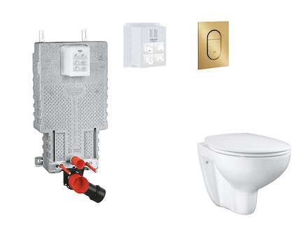 Grohe Uniset - Set předstěnové instalace, klozetu, sedátka SoftClose a tlačítka Arena Cosmopolitan S, kartáčovaný Cool Sunrise S