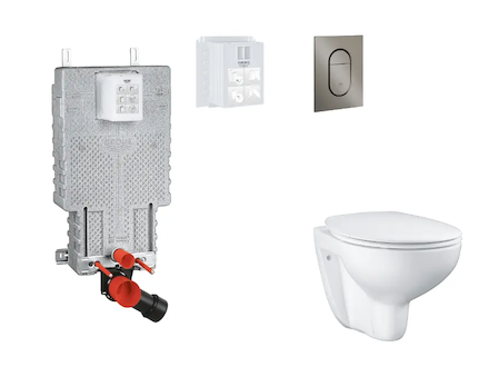 Grohe Uniset - Set předstěnové instalace, klozetu, sedátka SoftClose a tlačítka Arena Cosmopolitan S, kartáčovaný Hard Graphite 