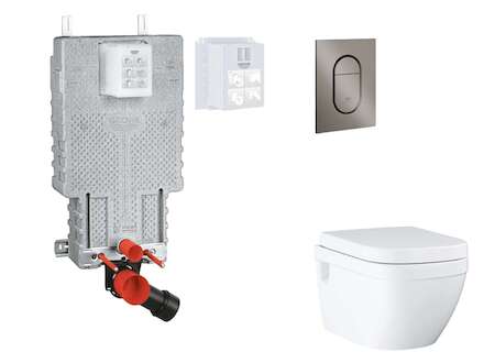 Grohe Uniset - Set předstěnové instalace, klozetu, sedátka SoftClose a tlačítka Arena Cosmopolitan S, kartáčovaný Hard Graphite 