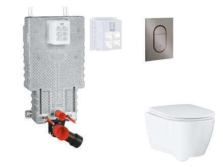 Grohe Uniset - Set předstěnové instalace, klozetu, sedátka SoftClose a tlačítka Arena Cosmopolitan S, kartáčovaný Hard Graphite 