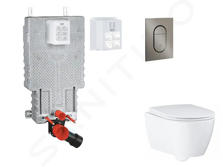 Grohe Uniset - Set předstěnové instalace, klozetu, sedátka SoftClose a tlačítka Arena Cosmopolitan S, kartáčovaný Hard Graphite 