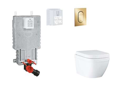 Grohe Uniset - Set předstěnové instalace, klozetu, sedátka SoftClose a tlačítka Arena Cosmopolitan S, Triple Vortex, Cool Sunris