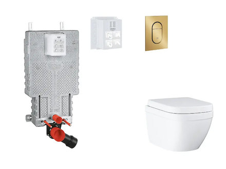 Grohe Uniset - Set předstěnové instalace, klozetu, sedátka SoftClose a tlačítka Arena Cosmopolitan S, Triple Vortex, kartáčovaný