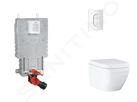 Grohe Uniset - Set předstěnové instalace, klozetu, sedátka SoftClose a tlačítka Arena Cosmopolitan, Triple Vortex, alpská bílá S