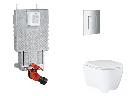 Grohe Uniset - Set předstěnové instalace, klozetu, sedátka SoftClose a tlačítka Skate Cosmopolitan, chrom SANI15BB2110