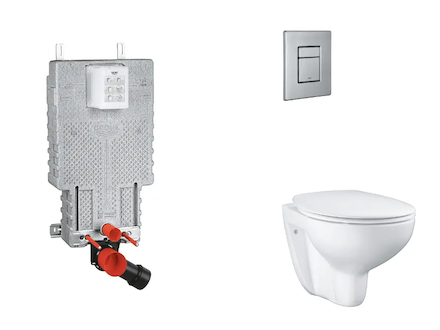 Grohe Uniset - Set předstěnové instalace, klozetu, sedátka SoftClose a tlačítka Skate Cosmopolitan, kartáčovaná nerezová ocel SA