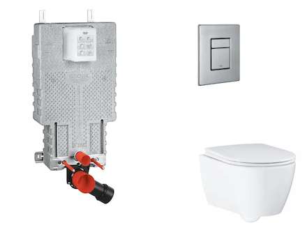Grohe Uniset - Set předstěnové instalace, klozetu, sedátka SoftClose a tlačítka Skate Cosmopolitan, kartáčovaná nerezová ocel SA