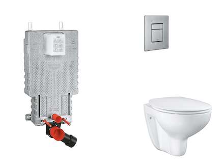 Grohe Uniset - Set předstěnové instalace, klozetu, sedátka SoftClose a tlačítka Skate Cosmopolitan, kartáčovaná nerezová ocel SA