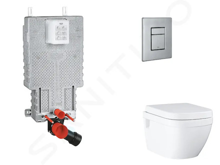 Grohe Uniset - Set předstěnové instalace, klozetu, sedátka SoftClose a tlačítka Skate Cosmopolitan, kartáčovaná nerezová ocel SA
