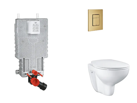 Grohe Uniset - Set předstěnové instalace, klozetu, sedátka SoftClose a tlačítka Skate Cosmopolitan, kartáčovaný Cool Sunrise SAN
