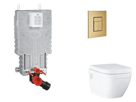 Grohe Uniset - Set předstěnové instalace, klozetu, sedátka SoftClose a tlačítka Skate Cosmopolitan, kartáčovaný Cool Sunrise SAN