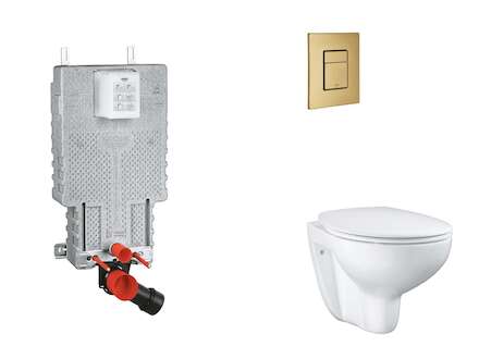 Grohe Uniset - Set předstěnové instalace, klozetu, sedátka SoftClose a tlačítka Skate Cosmopolitan, kartáčovaný Cool Sunrise SAN