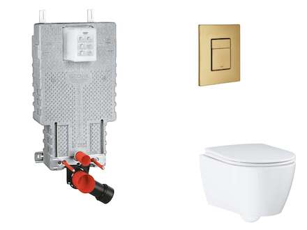 Grohe Uniset - Set předstěnové instalace, klozetu, sedátka SoftClose a tlačítka Skate Cosmopolitan, kartáčovaný Cool Sunrise SAN