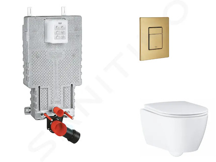 Grohe Uniset - Set předstěnové instalace, klozetu, sedátka SoftClose a tlačítka Skate Cosmopolitan, kartáčovaný Cool Sunrise SAN