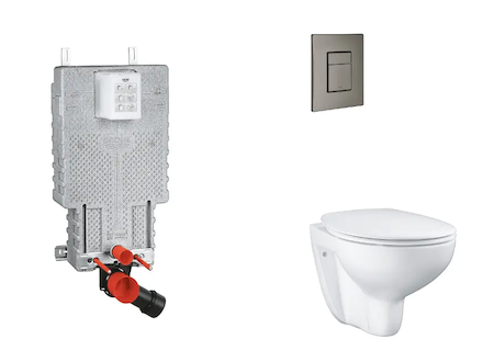 Grohe Uniset - Set předstěnové instalace, klozetu, sedátka SoftClose a tlačítka Skate Cosmopolitan, kartáčovaný Hard Graphite SA