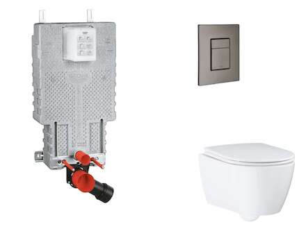 Grohe Uniset - Set předstěnové instalace, klozetu, sedátka SoftClose a tlačítka Skate Cosmopolitan, kartáčovaný Hard Graphite SA