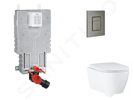 Grohe Uniset - Set předstěnové instalace, klozetu, sedátka SoftClose a tlačítka Skate Cosmopolitan, kartáčovaný Hard Graphite SA