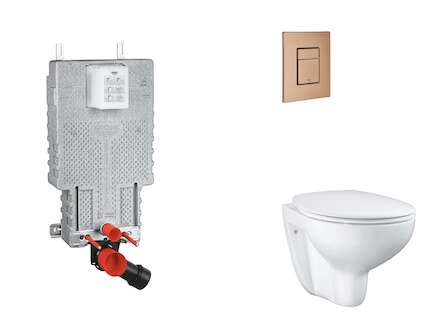 Grohe Uniset - Set předstěnové instalace, klozetu, sedátka SoftClose a tlačítka Skate Cosmopolitan, kartáčovaný Warm Sunset SANI