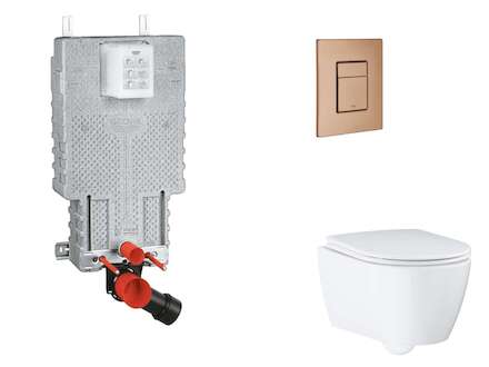 Grohe Uniset - Set předstěnové instalace, klozetu, sedátka SoftClose a tlačítka Skate Cosmopolitan, kartáčovaný Warm Sunset SANI
