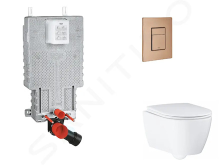 Grohe Uniset - Set předstěnové instalace, klozetu, sedátka SoftClose a tlačítka Skate Cosmopolitan, kartáčovaný Warm Sunset SANI