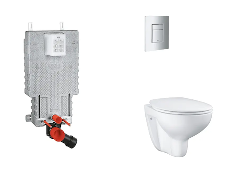 Grohe Uniset - Set předstěnové instalace, klozetu, sedátka SoftClose a tlačítka Skate Cosmopolitan, matný chrom SANI15BB2102