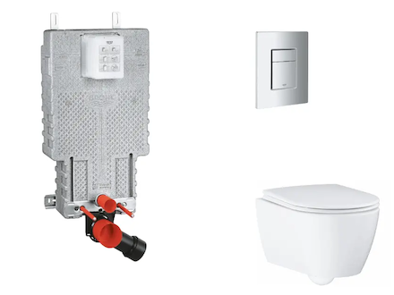 Grohe Uniset - Set předstěnové instalace, klozetu, sedátka SoftClose a tlačítka Skate Cosmopolitan, matný chrom SANI15BB2111