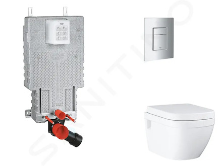 Grohe Uniset - Set předstěnové instalace, klozetu, sedátka SoftClose a tlačítka Skate Cosmopolitan, matný chrom SANI15BB2108