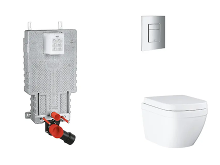 Grohe Uniset - Set předstěnové instalace, klozetu, sedátka SoftClose a tlačítka Skate Cosmopolitan, Triple Vortex, chrom SANI15B