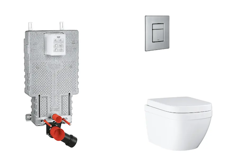 Grohe Uniset - Set předstěnové instalace, klozetu, sedátka SoftClose a tlačítka Skate Cosmopolitan, Triple Vortex, kartáčovaná n