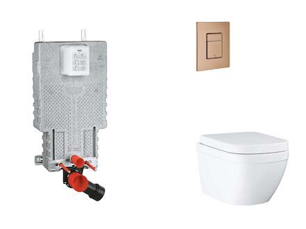 Grohe Uniset - Set předstěnové instalace, klozetu, sedátka SoftClose a tlačítka Skate Cosmopolitan, Triple Vortex, kartáčovaný W