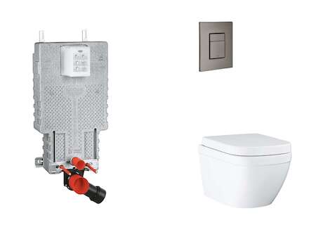 Grohe Uniset - Set předstěnové instalace, klozetu, sedátka SoftClose a tlačítka Skate Cosmopolitan, Triple Vortex, kartáčovaný H