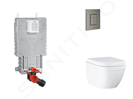 Grohe Uniset - Set předstěnové instalace, klozetu, sedátka SoftClose a tlačítka Skate Cosmopolitan, Triple Vortex, kartáčovaný H